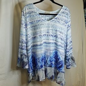 Live and Let Live v neck tunic, studded